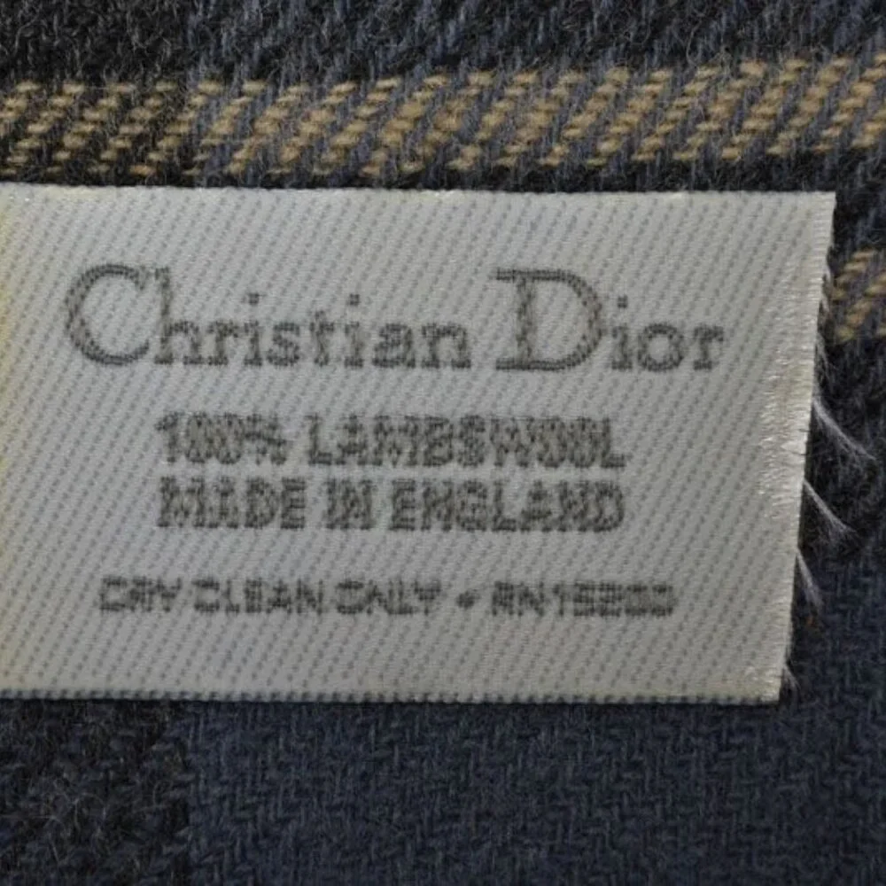 Dior Christian Muffler Christian Winter Scarf 100% Wool Check Pattern